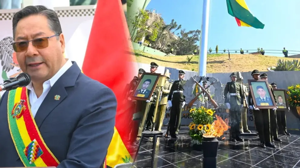 El Presidente Luis Arce, durante el acto por el 199 aniversario de la Polic&iacute;a Boliviana. FACEBOOK LUCHO ARCE