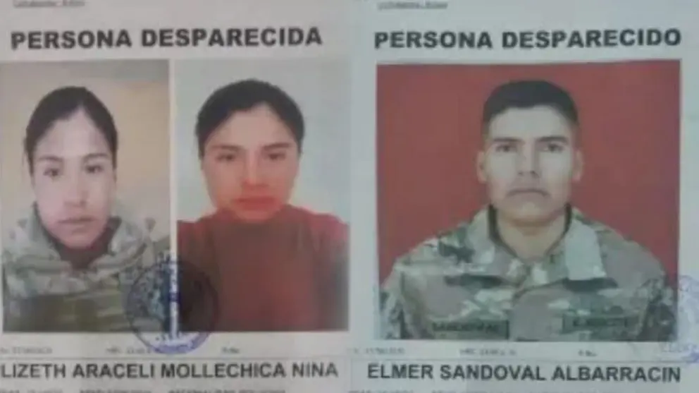 Carteles que alertan sobre la desaparici&oacute;n de dos militares. CORTES&Iacute;A