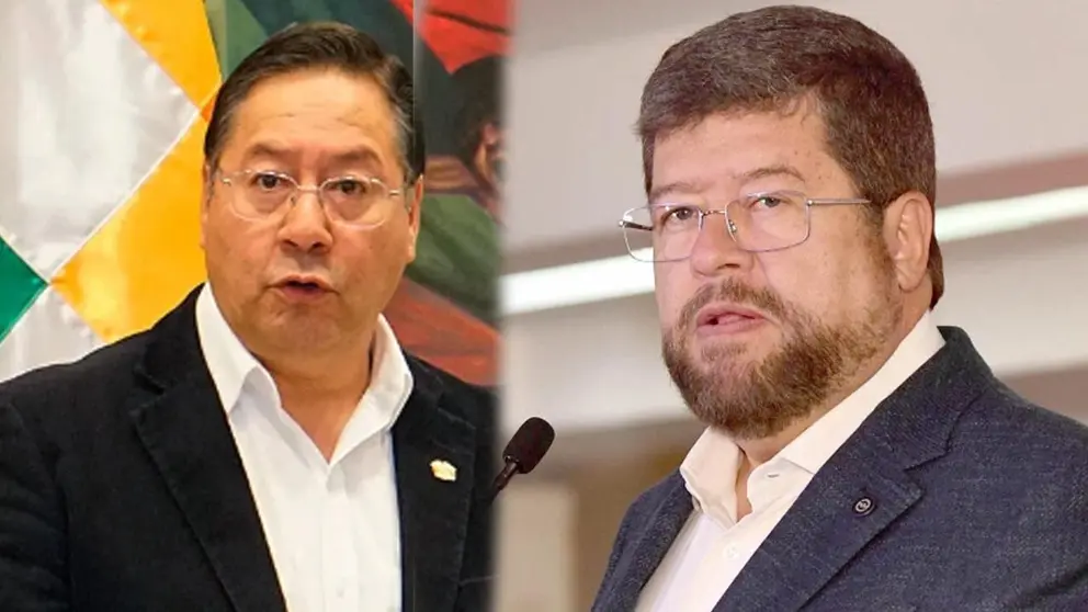 Del lado izquierdo, el presidente Luis Arce. Del otro, Samuel Doria Medina./ APG
