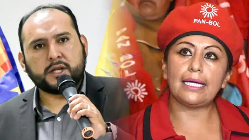 Ruth Nina (i) y el ministro de Gobierno, Roberto R&iacute;os (d). COMPOSICI&Oacute;N OPINI&Oacute;N
