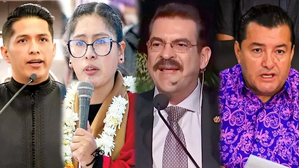 De izquierda a derecha, Andr&oacute;nico Rodr&iacute;guez, Eva Copa, Manfred Reyes Villa y Jhonny Fern&aacute;ndez./ APG