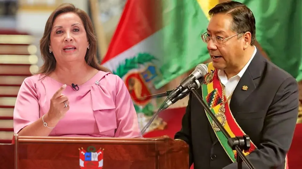 El presidente, Luis Arce, (d) y la presidenta de Per&uacute;, Dina Boluarte (i)./ COMPOSICI&Oacute;N OPINI&Oacute;N