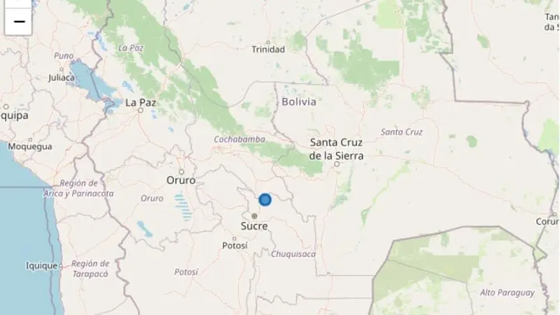 El sismo de magnitud 4.0 que se registr&oacute; en el departamento de Chuquisaca. ABI