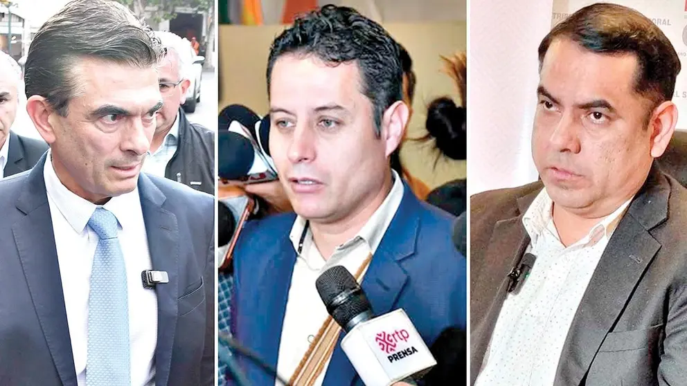De izquierda a derecha, Rodrigo Paz, Edmand Lara y el vocal Francisco Vargas./ APG