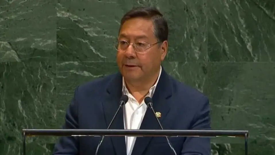 Luis Arce, en la ONU. ABI