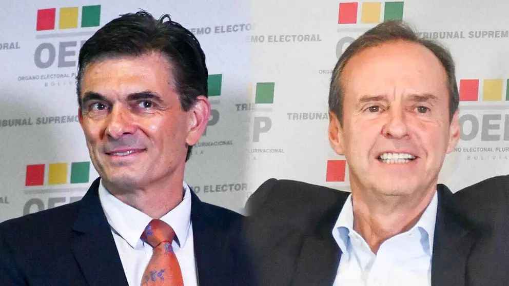 El presidente electo Rodrigo Paz y el candidato de la alianza Libre Jorge Tuto Quiroga./ APG