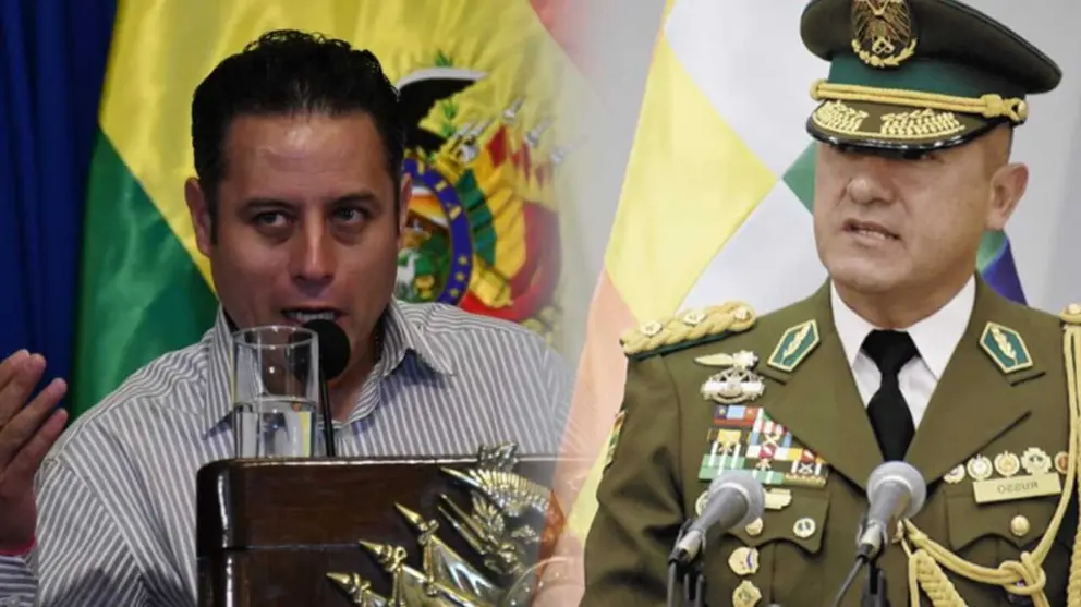 El vicepresidente Edmand Lara (i) y el actual Comandante General de la Polic&iacute;a, Augusto Russo (d). COMPOSICI&Oacute;N OPINI&Oacute;N