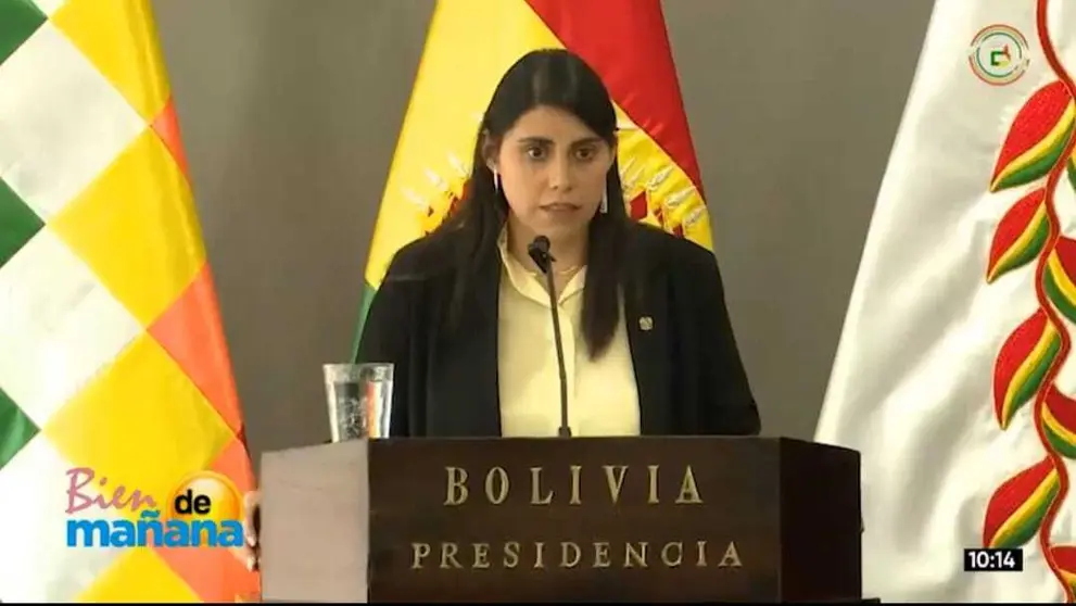 La viceministra de Autonom&iacute;as, Andrea Barrientos. / CAPTURA DE PANTALLA