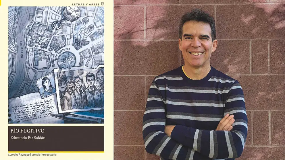 Portada de la novela "R&iacute;o Fugitivo", de Edmundo Paz Sold&aacute;n, en su edici&oacute;n de la Biblioteca del Bicentenario de Bolivia (BBB). FB EDMUNDO PAZ SOLD&Aacute;N