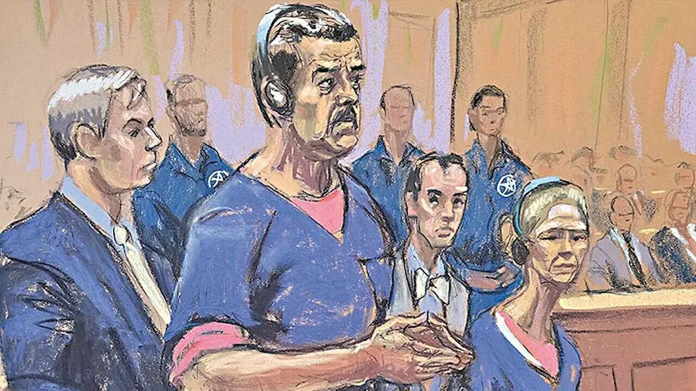Ilustraci&oacute;n de la comparecencia de Maduro en Nueva York, donde no se permiti&oacute; tomar fotograf&iacute;as./ EMOL