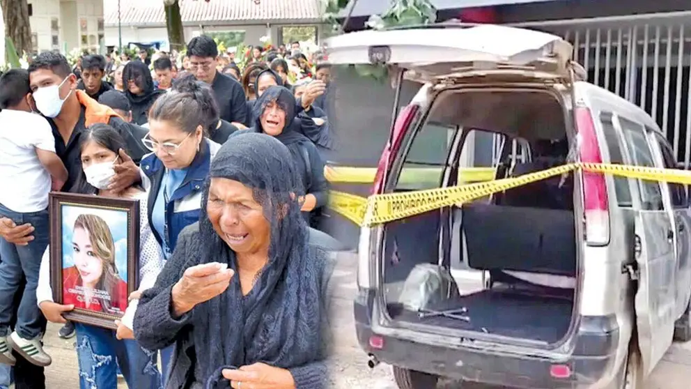 El adi&oacute;s a Ingrid Liliana, en Cochabamba (i). Del otro lado, la escena del crimen en la que fue asesinada Claudia C., en Santa Cruz./ NO&Eacute; PORTUGAL/VOCES LIBRES