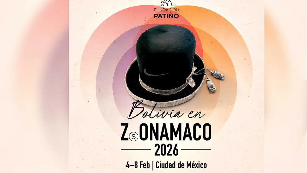 Afiche del conversatorio  "Una joya en el sombrero: Arte, mestizaje y futuro en el arte boliviano contempor&aacute;neo"./FUNDACI&Oacute;N PATI&Ntilde;O