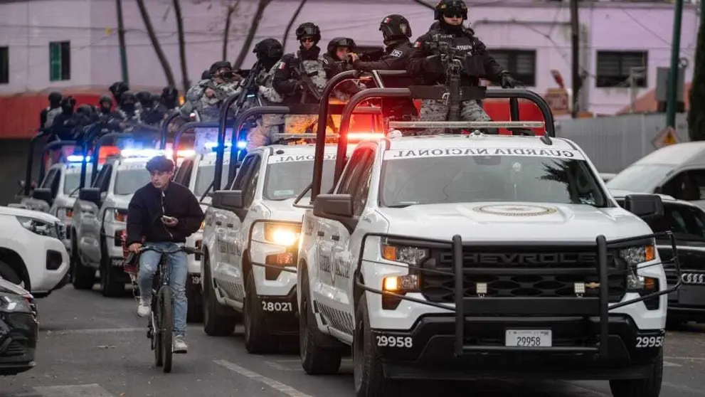 Efectivos de seguridad en M&eacute;xico, tras la muerte del narcotraficante &ldquo;El Mencho&rdquo;. RRSS