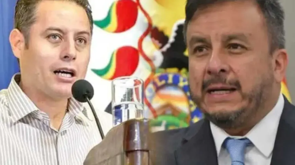 El ministro de Hidrocarburos, Mauricio Medinaceli, (d) y el  vicepresidente, Edmand Lara, (i). COMPOSICI&Oacute;N OPINI&Oacute;N