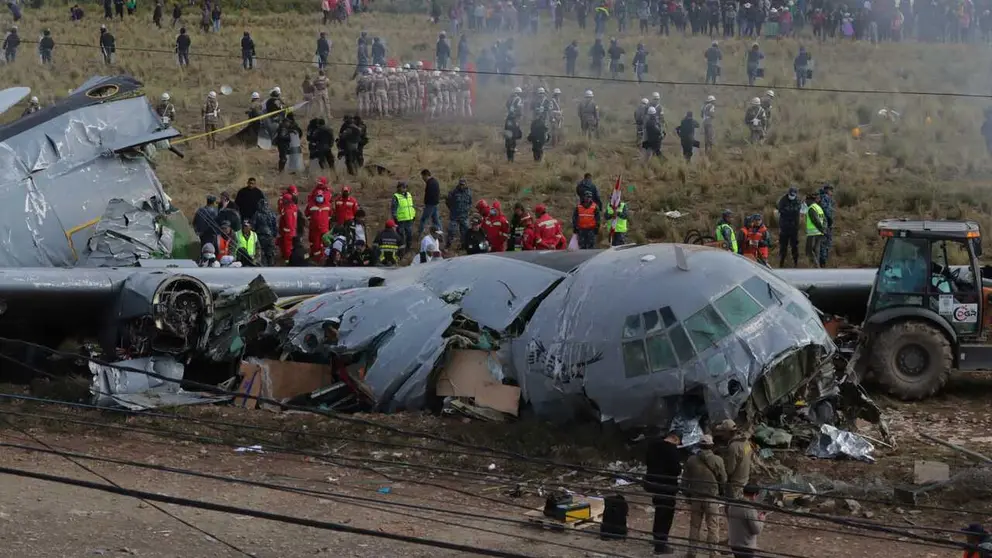 Imagen del accidente a&eacute;reo en El Alto. APG