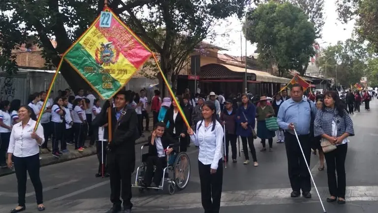 Personas con discapacidad en una marcha anterior en la inmediaciones de El Prado. Archivo