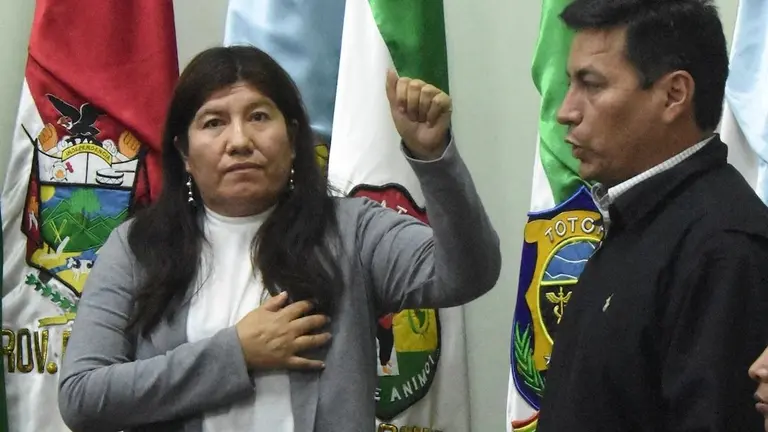 Esther Soria Gonzales es posesionada como nueva gobernadora de Cochabamba. AYAR WARI