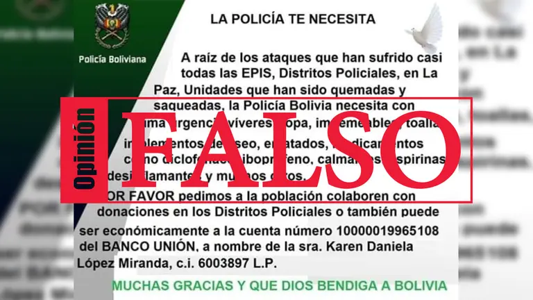 Comunicado de la Polic&iacute;a falso