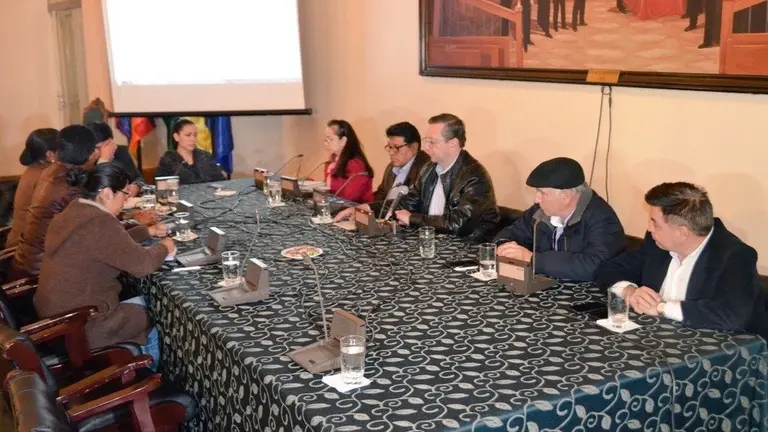 Comisi&oacute;n de Constituci&oacute;n de la c&aacute;mara de senadores trabajando en el proyecto de Ley.