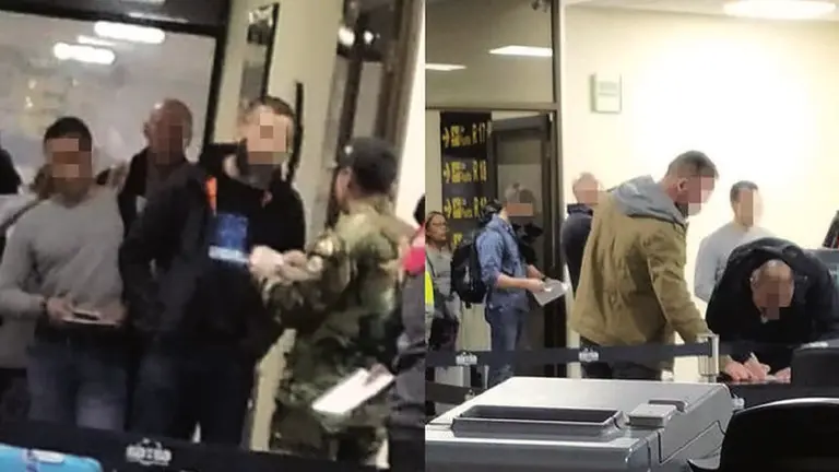 Los espa&ntilde;oles en el aeropuerto de El Alto, el viernes en la madrugada. P&Aacute;GINA SIETE