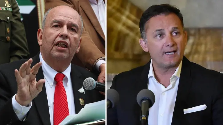 Los exministros de Gobierno, Arturo Murillo, y de Defensa, Fernando L&oacute;pez.  EFE/APG
