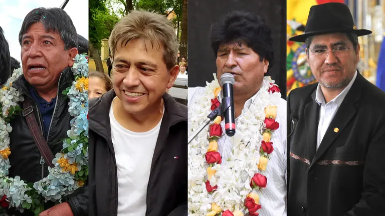 Los candidatos David Choquehuanca, Mario Coss&iacute;o, Evo Morales y Diego Pary.