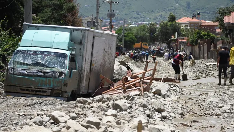Una de las zonas afectadas por la mazamorra en el municipio de Tiquipaya. Foto: Dico Sol&iacute;s