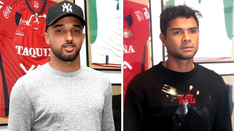 Los jugadores extranjeros, el brasile&ntilde;o Hugo Borges (i) y el colombiano Humberto Osorio (d).        NO&Eacute; PORTUGAL