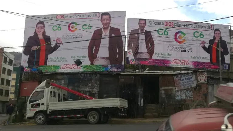 Propaganda electoral de la alianza Creemos en La Paz. RRSS