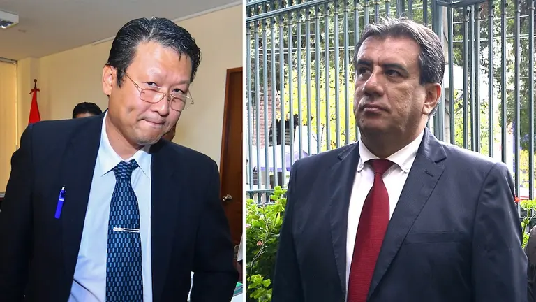 El candidato a la presidencia del FPV, Chi Hyun Chung y su exsucesor Jaime Soliz. APG