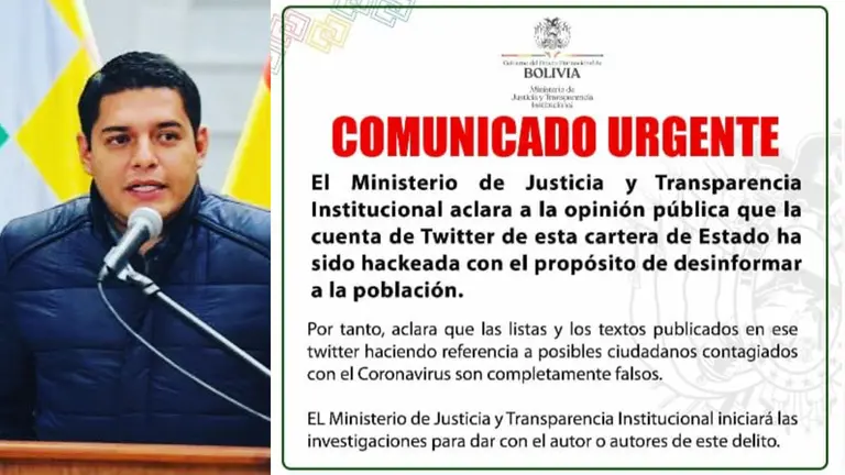 El comunicado fue compartido por el ministro de Justicia, &Aacute;lvaro Coimbra