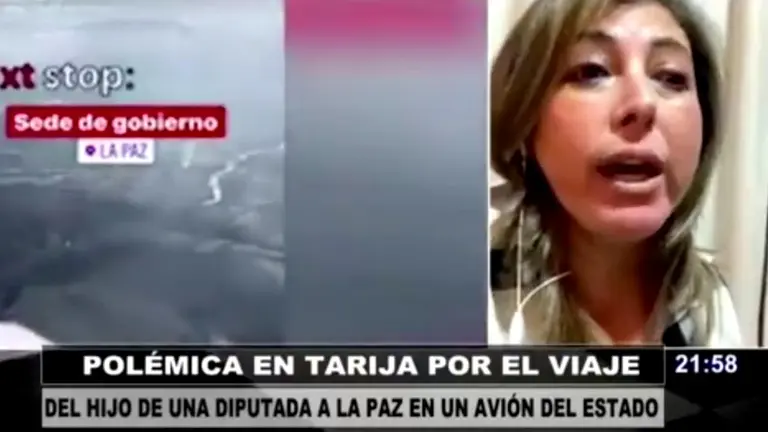 Imagen de video muestra a la diputada tarije&ntilde;a, Ginna Mar&iacute;a T&oacute;rrez, durante una entrevista con el programa televisivo Jaque Mate, de Televisi&oacute;n Universitaria.