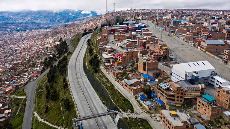 Vista a&eacute;rea de El Alto en cuarentena. Foto: APG