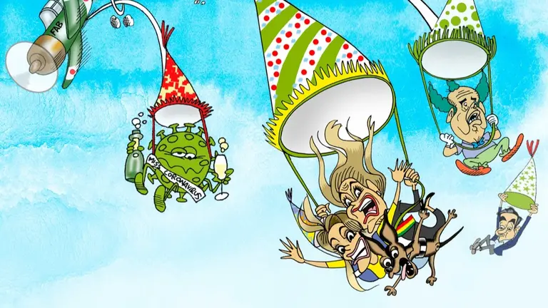 Una obra del caricaturista Javier Menchaca que satiriza al Gobierno.   FUENTE: OPINI&Oacute;N