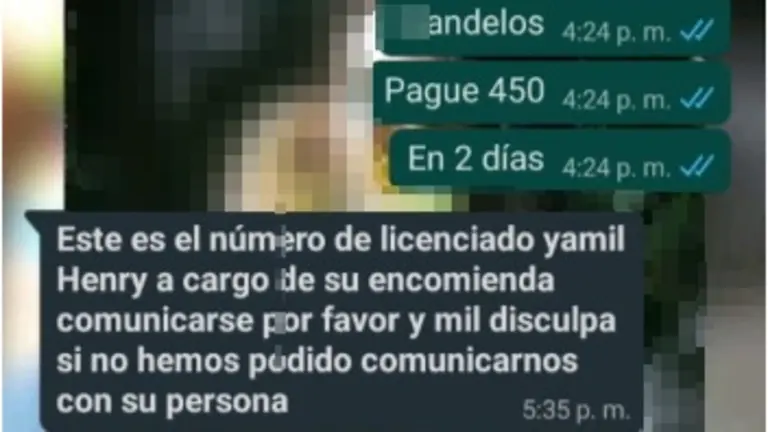Captura de pantalla de una conversaci&oacute;n entre el delincuente y la v&iacute;ctima. ODIB
