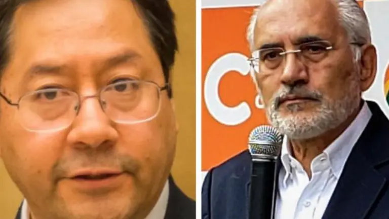 Luis Arce (i) y Carlos Mesa, candidatos presidenciales por el MAS y CC. Ox&iacute;geno
