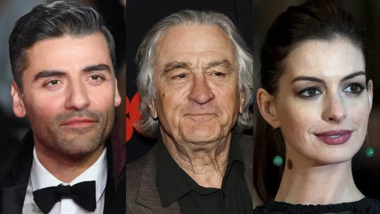 &Oacute;scar Isaac, Robert de Niro y Anne Hathaway. EFE