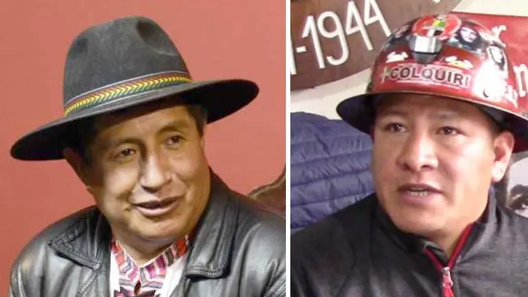 Rafael Quispe (i) y el dirigente minero Orlando Guti&eacute;rrez. Erbol