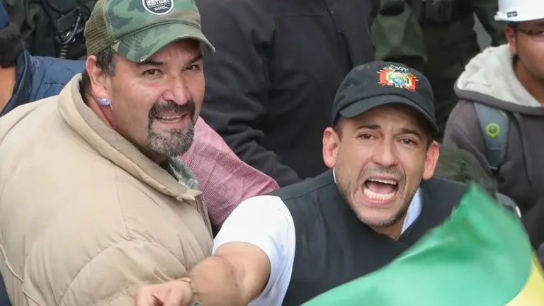 El exl&iacute;der c&iacute;vico Luis Fernando Camacho, durante los conflictos sociales de 2019.l EFE