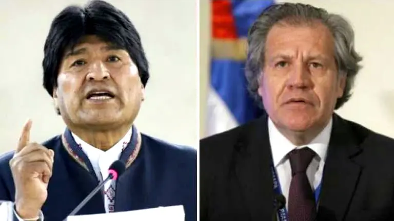 El expresidente de Bolivia Evo Morales (i) y Luis Almagro, secretario general de la OEA. ARCHIVO-OPINION