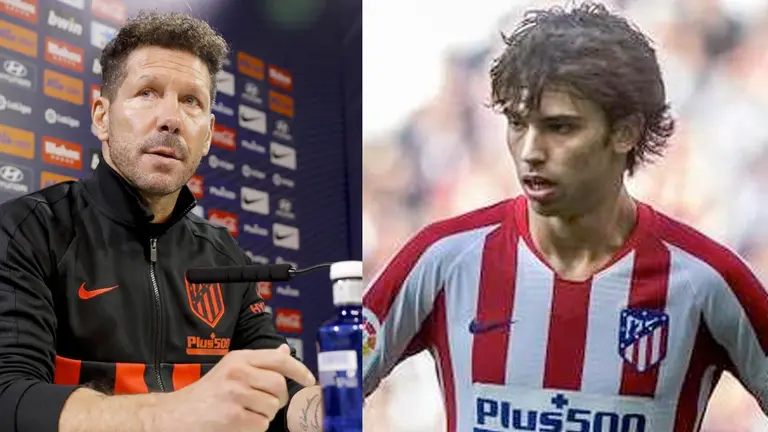 El técnico argentino Diego Pablo Simeone y el delantero portugués Joao Félix. EFE