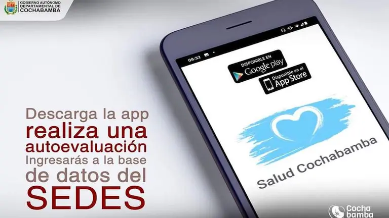 Un dispositivo m&oacute;vil en el que se descarg&oacute; una aplicaci&oacute;n. CR&Eacute;DITO: Gobernaci&oacute;n de Cochabamba.