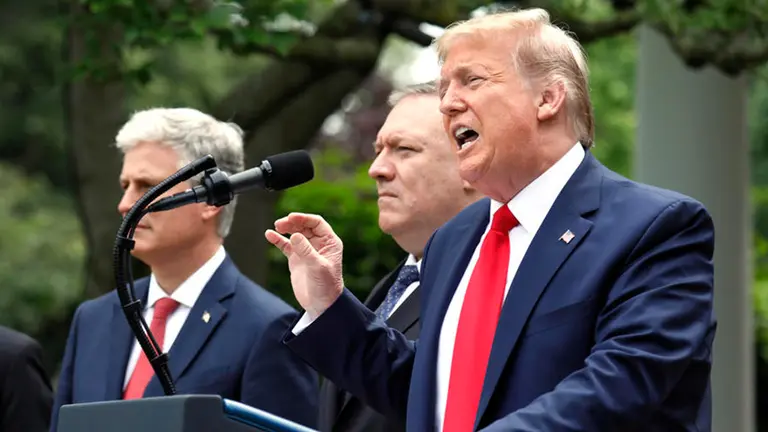 El presidente estadounidense, Donald Trump, durante una conferencia de prensa. FOTO EFE