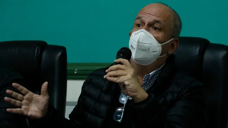 Arturo Murillo, ministro de Gobierno, durante una rueda de prensa anterior. APG