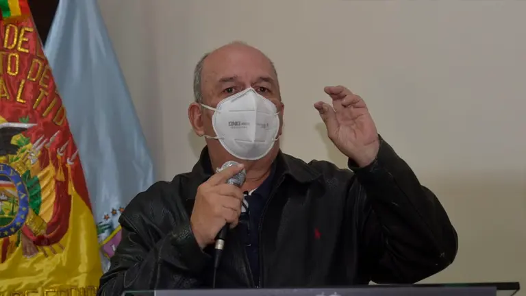 El ministro de Gobierno, Arturo Murillo durante la presentaci&oacute;n de las oficinas del Ministerio en la ciudad de Cochabamba. NO&Eacute; PORTUGAL