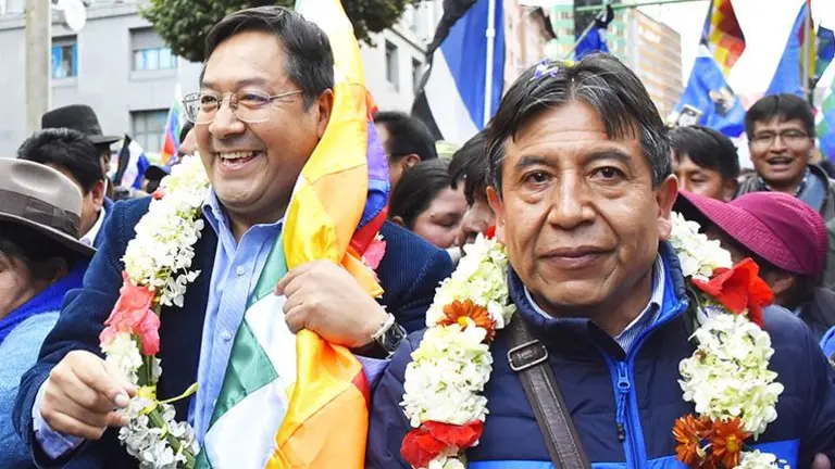 Luis Arce, presidente de Bolivia y David Choquehuanca, vicepresidente del Estado.