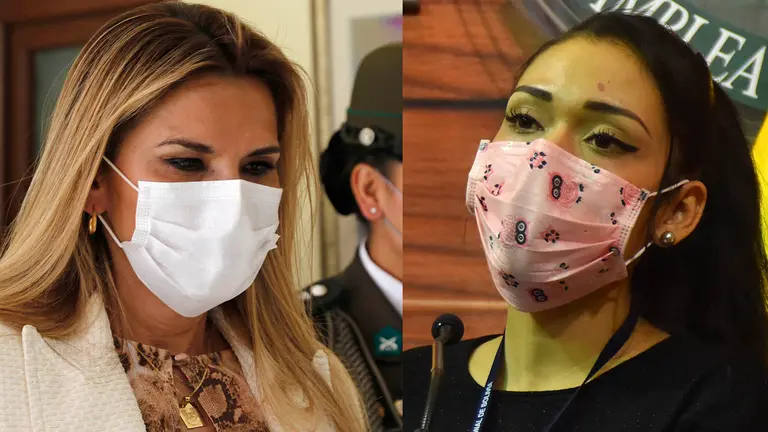 La expresidenta de Bolivia, Jeanine &Aacute;&ntilde;ez (i) y la senadora por el Movimiento Al Socialismo (MAS), Adriana Salvatierra. APG