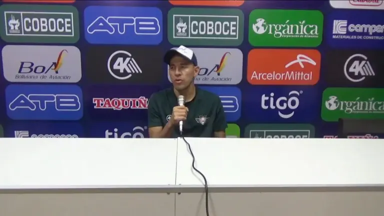 &Oacute;scar Vaca, durante la conferencia de prensa. Facebook Wilstermann