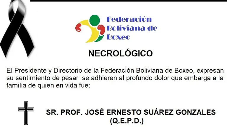 El homenaje p&oacute;stumo de la Federaci&oacute;n Boliviana de Boxeo para Jos&eacute; Ernesto Su&aacute;rez. FBB