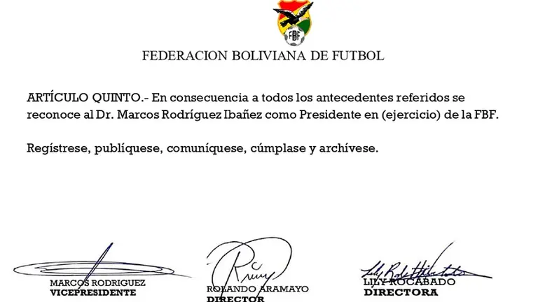 Un fragmento de la resoluci&oacute;n del Comit&eacute; Ejecutivo. FBF